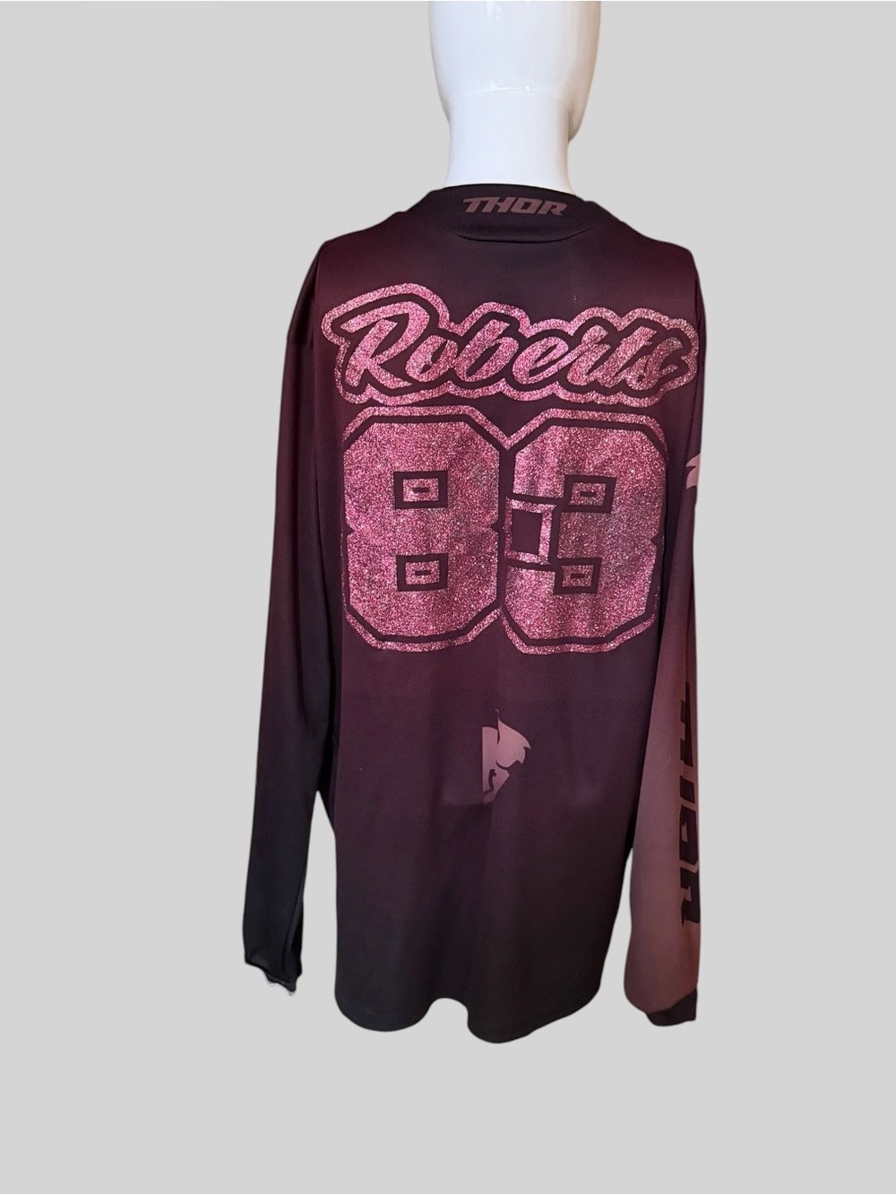 Thor Long Sleeve Motocross Jersey - Black with Maroon Logo - Picture 7 of 8